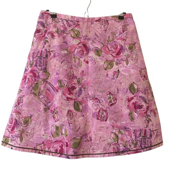 First issue A Liz Claiborne Company Size 10 100% Cotton Pink lined A-line Skirt - Picture 2 of 8